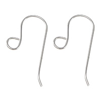 925 Sterling Silver Hook Earwire, 11x23x0.60mm, Hole:Approx 3mm, Sold By Pair