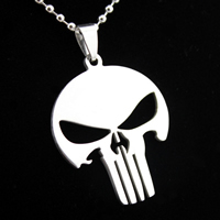 Stainless Steel Skull Pendants, Halloween Jewelry Gift, original color, 32x39mm, Hole:Approx 3mm, 10PCs/Lot, Sold By Lot