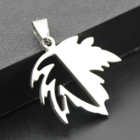 Stainless Steel Pendants, Leaf, original color, 26x28mm, Hole:Approx 3mm, 10PCs/Lot, Sold By Lot