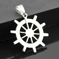 Stainless Steel Pendants Ship Wheel nautical pattern original color 27mm Approx 3mm Sold By Lot