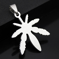 Stainless Steel Pendants, Marijuana Leaf, original color, 28x34mm, Hole:Approx 3mm, 10PCs/Lot, Sold By Lot