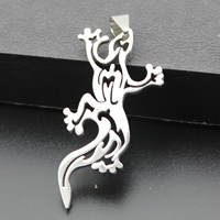 Stainless Steel Animal Pendants, Gecko, original color, 22x45mm, Hole:Approx 3mm, 10PCs/Lot, Sold By Lot