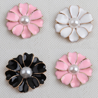 Mobile Phone DIY Decoration, Tibetan Style, with Plastic Pearl, Flower, rose gold color plated, enamel, more colors for choice, nickel, lead & cadmium free, 32mm, 100PCs/Lot, Sold By Lot