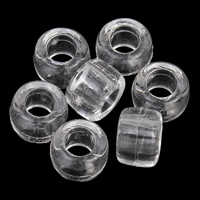 Transparent akryl perler, Drum, gennemsigtig, 8x6mm, Hole:Ca. 3mm, 2Tasker/Lot, Ca. 2500pc'er/Bag, Solgt af Lot