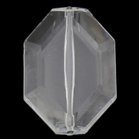 Transparent akryl perler, Octagon, gennemsigtig & facetteret, 26x37x8mm, Hole:Ca. 1mm, 2Tasker/Lot, Ca. 80pc'er/Bag, Solgt af Lot