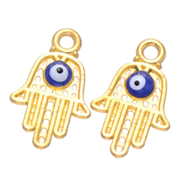 Tibetan Style Hamsa Pendants, Evil Eye Hamsa, gold color plated, Islamic jewelry & enamel, nickel, lead & cadmium free, 13x20mm, Hole:Approx 2mm, 100PCs/Lot, Sold By Lot
