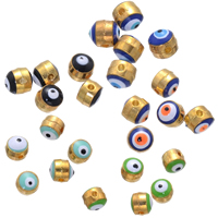 Perlas de mal de ojo de aleación de zinc, ojo de malvado, chapado en color dorado, esmalte, más colores para la opción, libre de níquel, plomo & cadmio, 5mm, agujero:aproximado 1mm, 500PCs/Grupo, Vendido por Grupo