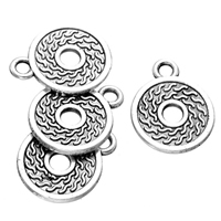 Tibetan Style Flat Round Pendants, antique silver color plated, nickel, lead & cadmium free, 14x18mm, Hole:Approx 2mm, 200PCs/Lot, Sold By Lot