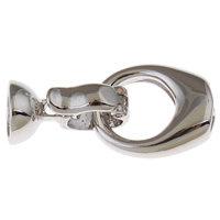 Brass Fold Over Clasp, platinum color plated, nickel, lead & cadmium free, 25x12x7mm, Hole:Approx 7mm, 5PCs/Bag, Sold By Bag