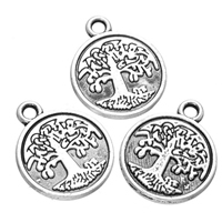 Tibetan Style Flat Round Pendants, antique silver color plated, nickel, lead & cadmium free, 15x18mm, Hole:Approx 1.9mm, 200PCs/Lot, Sold By Lot