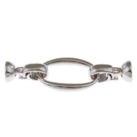 Brass Fold Over Clasp, Oval, platinum color plated, nickel, lead & cadmium free, 46x13x7mm, Hole:Approx 6mm, 5PCs/Bag, Sold By Bag