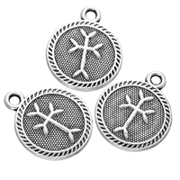 Tibetan Style Flat Round Pendants, antique silver color plated, nickel, lead & cadmium free, 15x18mm, Hole:Approx 1.7mm, 200PCs/Lot, Sold By Lot