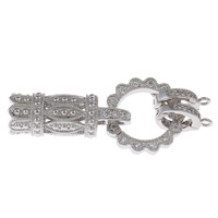 Brass Fold Over Clasp platinum color plated micro pave cubic zirconia nickel lead & cadmium free Approx 1.5mm Sold By PC