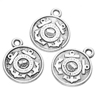 Zinc Alloy Flat Round Pendants antique silver color plated nickel lead & cadmium free Approx 1.8mm Sold By Lot