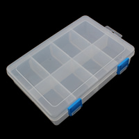 Smykker Perler Container, Plastic, Rektangel, gennemskinnelige, hvid, nikkel, bly & cadmium fri, 200x140x47mm, Solgt af PC