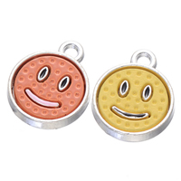 Zinc Alloy Enamel Pendants with Resin Smiling Face silver color plated nickel lead & cadmium free Approx 2.2mm Sold By Lot