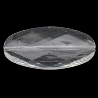 Perles acryliques transparentes, Acrylique, ovale plat, facettes, 51x25x8.50mm, Trou:Environ 1mm, 2sacsvalises/lot, Environ 65PC/sac, Vendu par lot