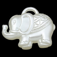 ABS-Kunststoff-Perlen Anhänger, Elephant, weiß, 35x29x10mm, Bohrung:ca. 5x2mm, 2Taschen/Menge, ca. 95PCs/Tasche, verkauft von Menge