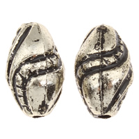 Perline in acrilico placcate, Ovale, placcato argento antico, 7x13mm, Foro:Appross. 1mm, Appross. 1300PC/borsa, Venduto da borsa