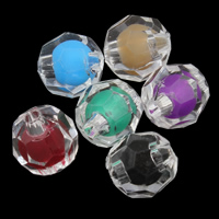 Bead i Bead Akryl perler, Runde, facetteret & perle i perle, flere farver til valg, 8mm, Hole:Ca. 1mm, Ca. 1900pc'er/Bag, Solgt af Bag