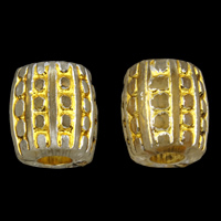 Guld Accent akryl perler, Drum, gennemsigtig, 10x11mm, Hole:Ca. 3mm, Ca. 900pc'er/Bag, Solgt af Bag
