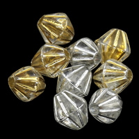 Sølv Accent Akryl perler, Bicone, gennemsigtig & forskellige stilarter for valg, 4x4mm, Hole:Ca. 1mm, Ca. 10000pc'er/Bag, Solgt af Bag