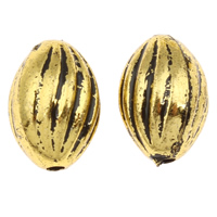 Plated Acrylic Beads, Oval, antique gold color plated, corrugated, 8x11mm, Hole:Approx 1mm, Approx 1350PCs/Bag, Sold By Bag