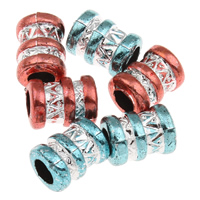 Sølv Accent Akryl perler, Tube, flere farver til valg, 9x12mm, Hole:Ca. 5mm, Ca. 1100pc'er/Bag, Solgt af Bag