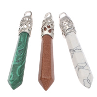 Gemstone Pendants Jewelry with zinc alloy bail pendulum platinum color plated natural - Approx Sold By PC
