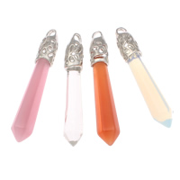 Gemstone Pendants Jewelry with zinc alloy bail pendulum platinum color plated natural - Approx Sold By Bag