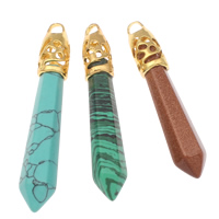 Gemstone Pendants Jewelry with zinc alloy bail pendulum gold color plated natural - Approx Sold By Bag
