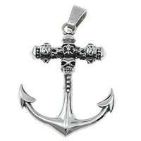 Stainless Steel Pendants, 316L Stainless Steel, Anchor, nautical pattern & with skull pattern & blacken, 37x48x8mm, Hole:Approx 5x8mm, 5PCs/Lot, Sold By Lot