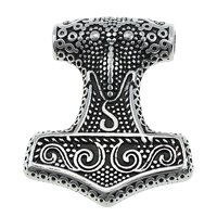 Stainless Steel Pendants, 316L Stainless Steel, Hammer of Thor, blacken, 29x35x9mm, Hole:Approx 4.5mm, 5PCs/Lot, Sold By Lot
