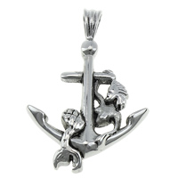Stainless Steel Pendants, 316L Stainless Steel, Anchor, nautical pattern & blacken, 27x40x5mm, Hole:Approx 3.5x5.5mm, 5PCs/Lot, Sold By Lot