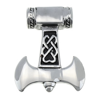 Stainless Steel Pendants, 316L Stainless Steel, Axe, blacken, 31x40x8mm, Hole:Approx 6mm, 5PCs/Lot, Sold By Lot