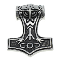 Stainless Steel Pendants 316L Stainless Steel Hammer of Thor blacken Approx 12mm Sold By Lot