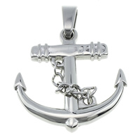 Stainless Steel Pendants, 316L Stainless Steel, Anchor, nautical pattern, original color, 37x38x5mm, Hole:Approx 5x8mm, 5PCs/Lot, Sold By Lot