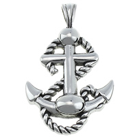 Stainless Steel Pendants, 316L Stainless Steel, Anchor, nautical pattern & blacken, 31x50x6mm, Hole:Approx 4x7mm, 5PCs/Lot, Sold By Lot