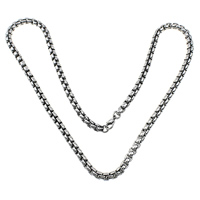 Stainless Steel Chain halskæde, 316L Stainless Steel, boks kæde & sværte, 4.50x4.50x1mm, Længde Ca. 21.5 inch, 5Strands/Lot, Solgt af Lot