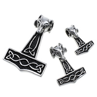 Stainless Steel Pendants 316L Stainless Steel Hammer of Thor & blacken Sold By Lot