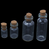 Caixa de jóias da unha, vidro, with rolha de madeira, transparente & tamanho diferente para a escolha, 5PCs/Bag, vendido por Bag