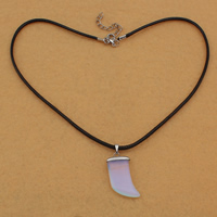 Sea Opal Halsband, med Vaxat Hampa Cord & Mässing, zinklegering Karbinlås, med 5cm extender kedja, Skidan, 17x29x6mm, 3mm, Längd Ca 17 inch, 5Strands/Bag, Säljs av Bag