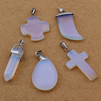 Sea Opal Pendants with brass bail platinum color plated mixed - Approx 2-5mm Sold By Bag