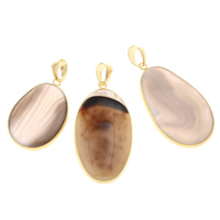 Mixed Agate Pendant, with Brass, gold color plated, natural, 24x35x4mm-31x44x6mm, Hole:Approx 6x8mm, 20PCs/Bag, Sold By Bag
