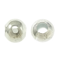 Brass Jewelry Beads, Round, silver color plated, nickel, lead & cadmium free, 5mm, Hole:Approx 1.5mm, 100PCs/Bag, Sold By Bag