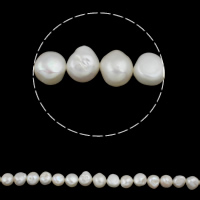 Barock kultivierten Süßwassersee Perlen, Natürliche kultivierte Süßwasserperlen, natürlich, weiß, 12-13mm, Bohrung:ca. 0.8mm, verkauft per ca. 15 ZollInch Strang