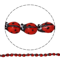 Lampwork Beads, Heart, handmade, reddish orange, 15x11x9mm, Hole:Approx 1mm, 100PCs/Bag, Sold By Bag