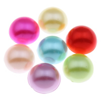 Plastique ABS perle cabochon, Plat rond, dos plat, couleurs mélangées, 12x5mm, 100PC/sac, Vendu par sac