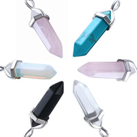 Gemstone Pendants Jewelry with Zinc Alloy pendulum platinum color plated Approx 2-5mm Sold By PC