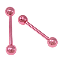 Stainless Steel Straight Barbell, electrophoresis, pink, 5x30mm, 1mm, 100PCs/Lot, Sold By Lot